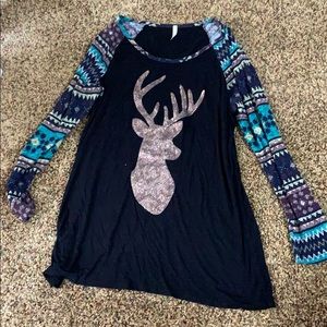 Cute womens sequin glitter deer shirt